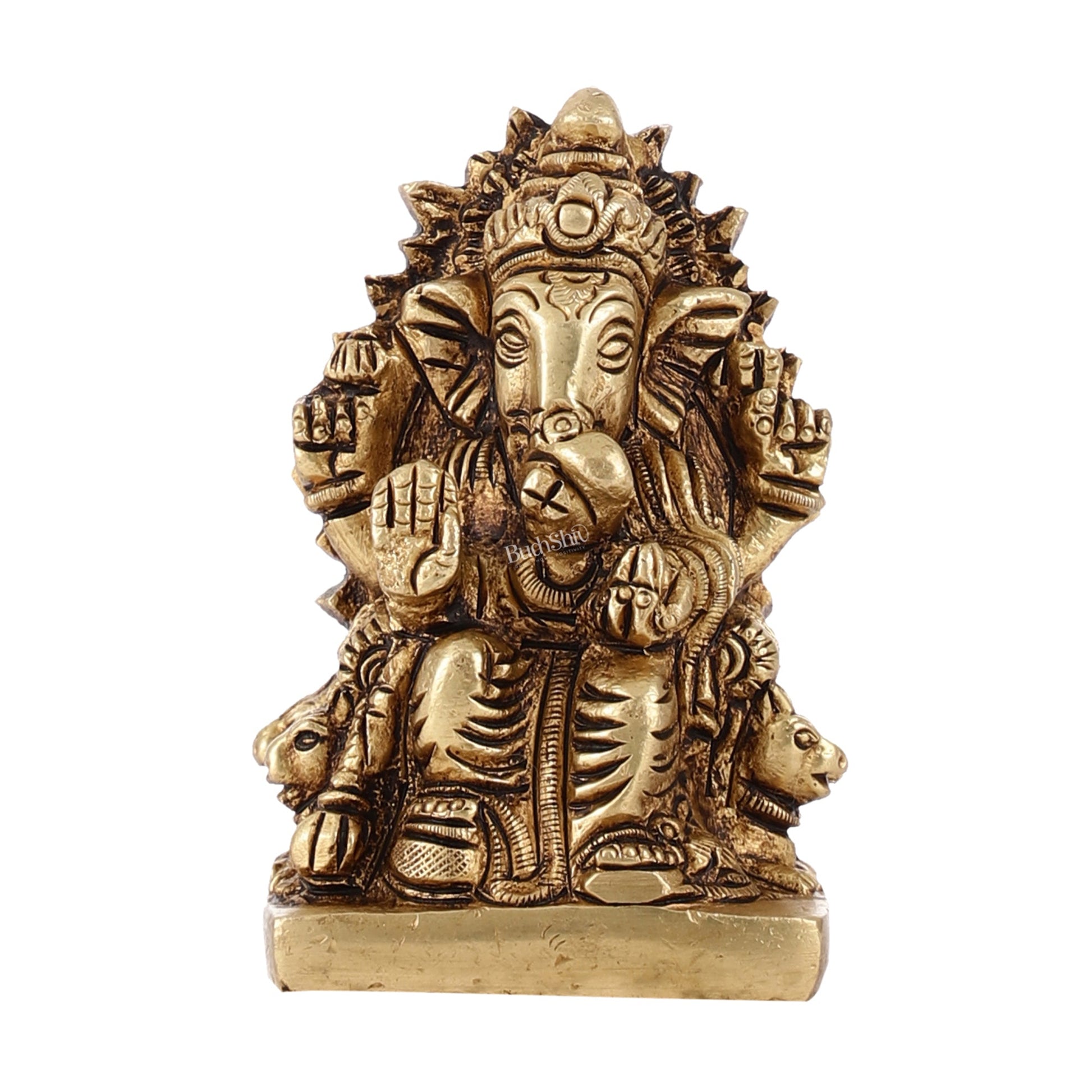 Superfine Brass lal bagh ka raja Ganesha Idol | Height 3.5 inch