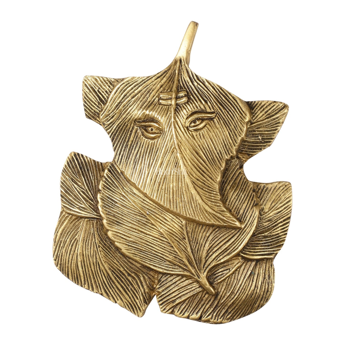 Superfine Brass Leaf Ganapati Wall Hanging - 5.5 inch
