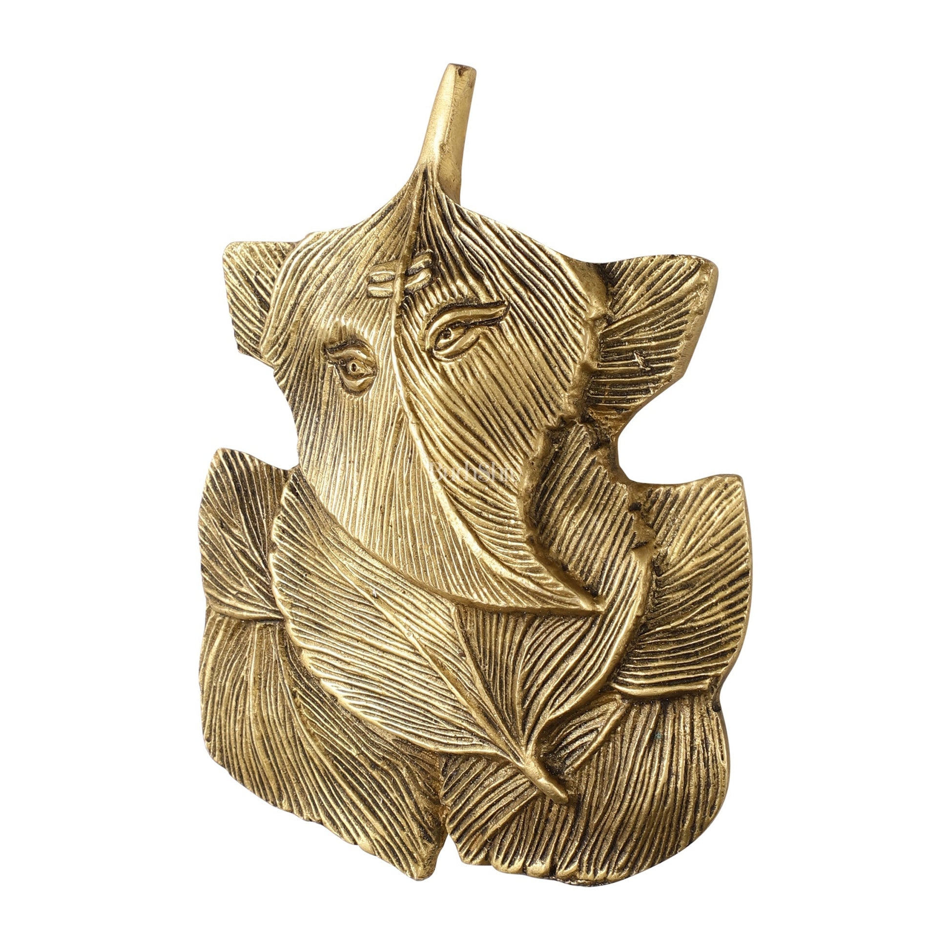 Superfine Brass Leaf Ganapati Wall Hanging - 5.5 inch