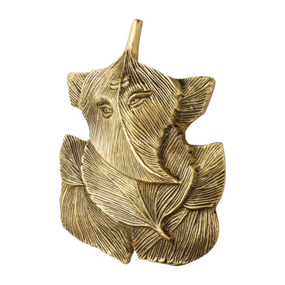 Superfine Brass Leaf Ganapati Wall Hanging - 5.5 inch