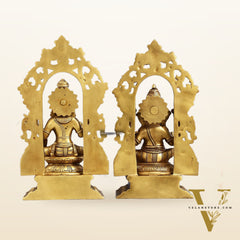 Superfine Brass Lord Ganesha and Goddess Lakshmi Idols with Frame - 12 inch