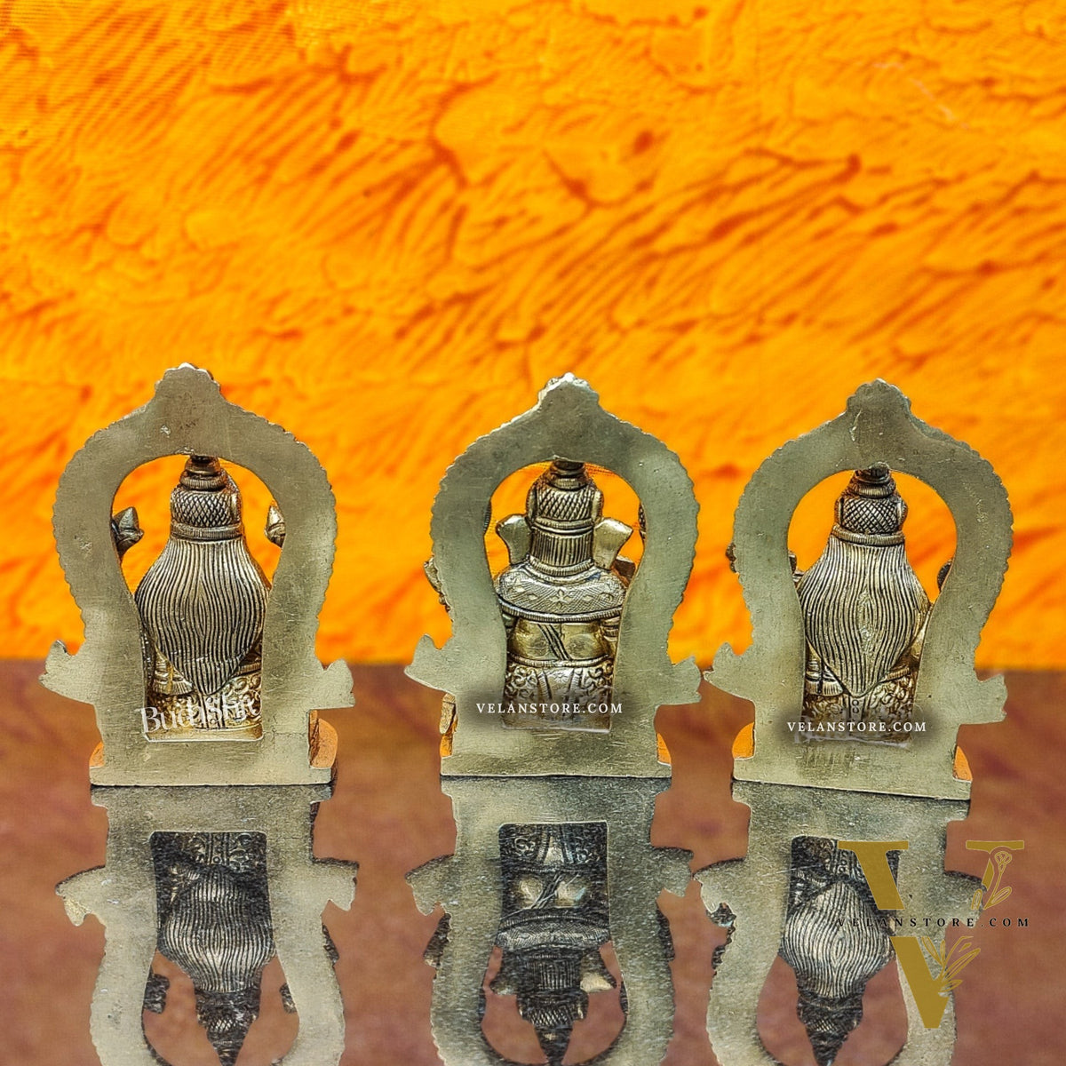 Superfine Brass Lord Ganesha, Goddess Lakshmi, Saraswati Idols, 4.5" Height