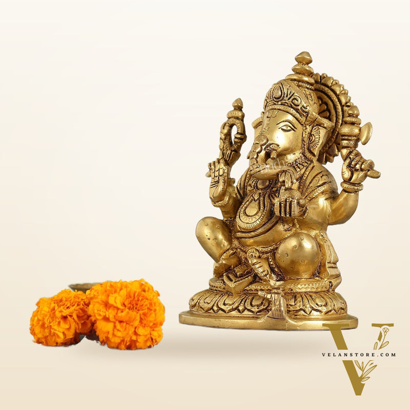 Superfine Brass Lord Ganesha Idol - 7.5 Inch