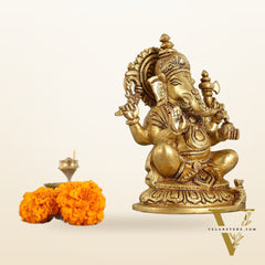 Superfine Brass Lord Ganesha Idol - 7.5 Inch