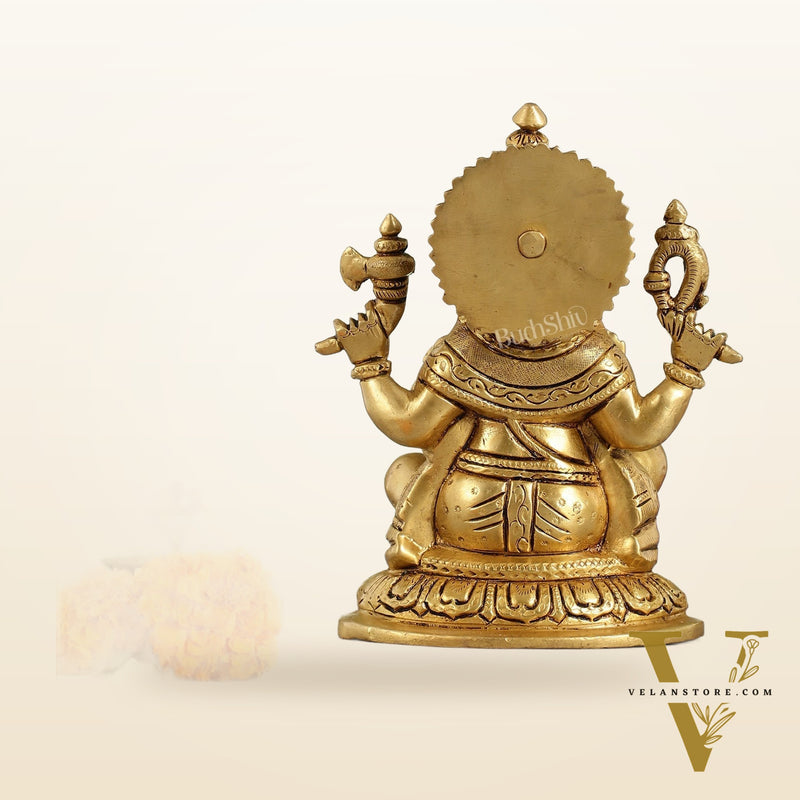 Superfine Brass Lord Ganesha Idol - 7.5 Inch