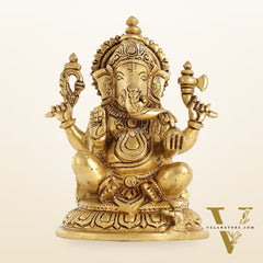 Superfine Brass Lord Ganesha Idol - 7.5 Inch