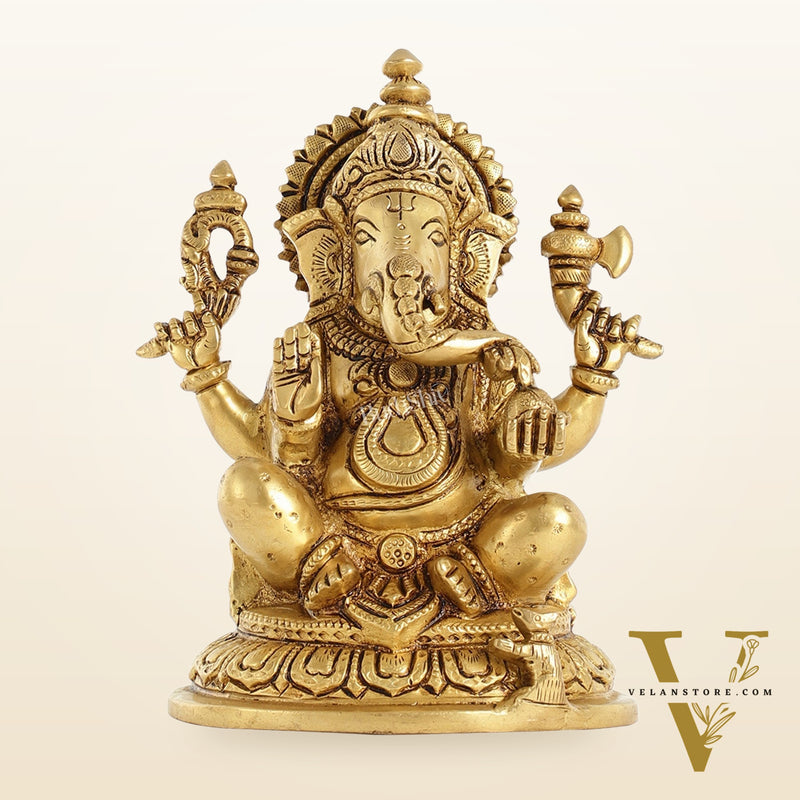 Superfine Brass Lord Ganesha Idol - 7.5 Inch