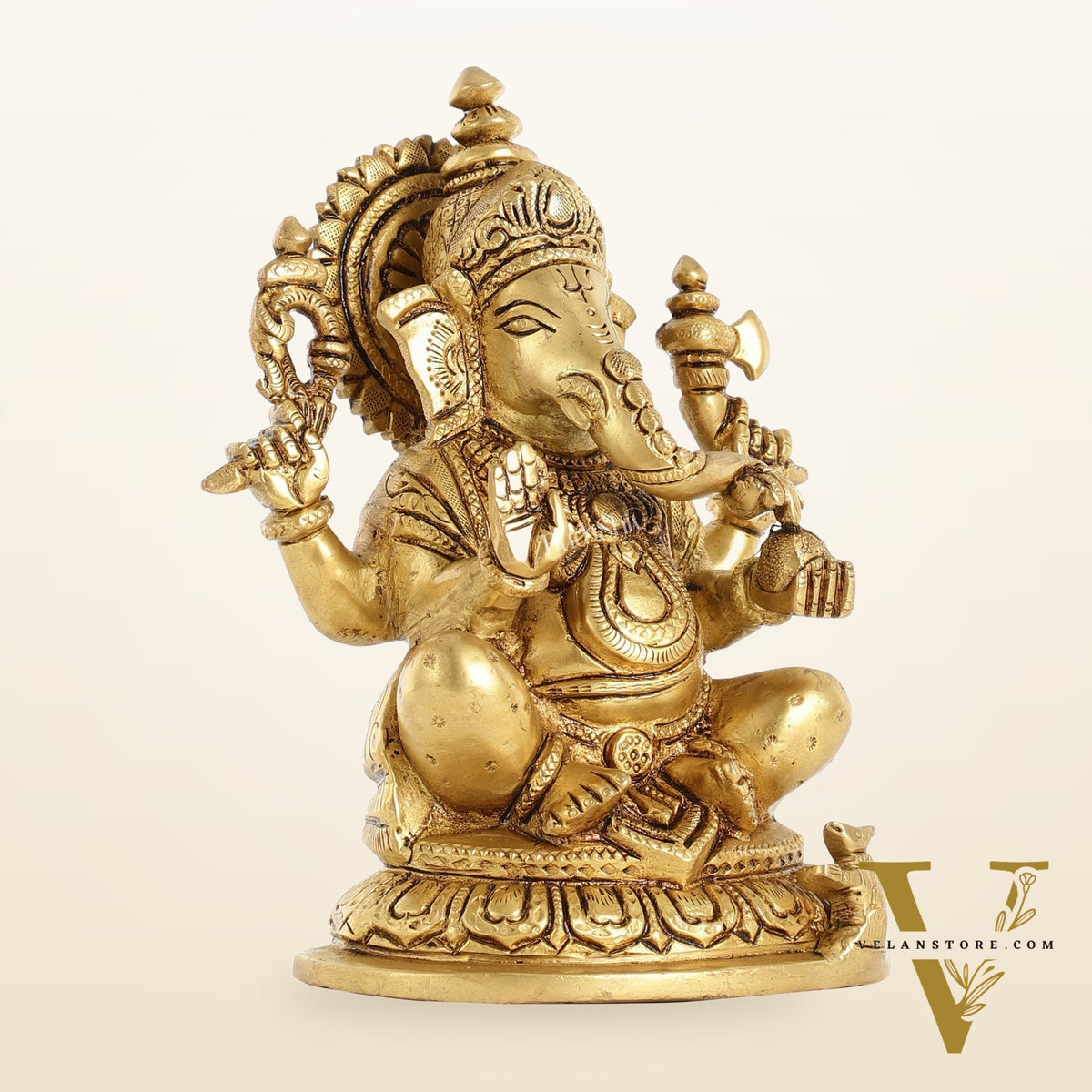 Superfine Brass Lord Ganesha Idol - 7.5 Inch