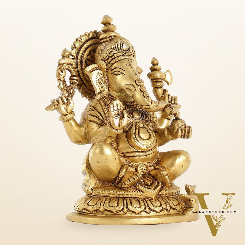 Superfine Brass Lord Ganesha Idol - 7.5 Inch