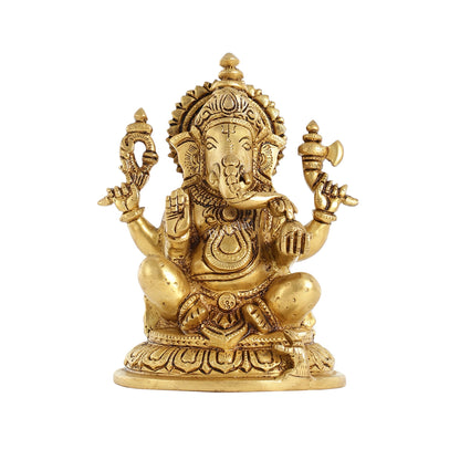 Superfine Brass Lord Ganesha Idol - 7.5 Inch