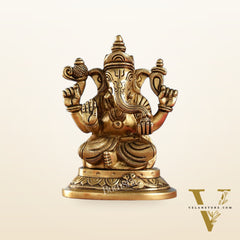 Superfine Brass Lord Ganesha Idol | Height 5 inch