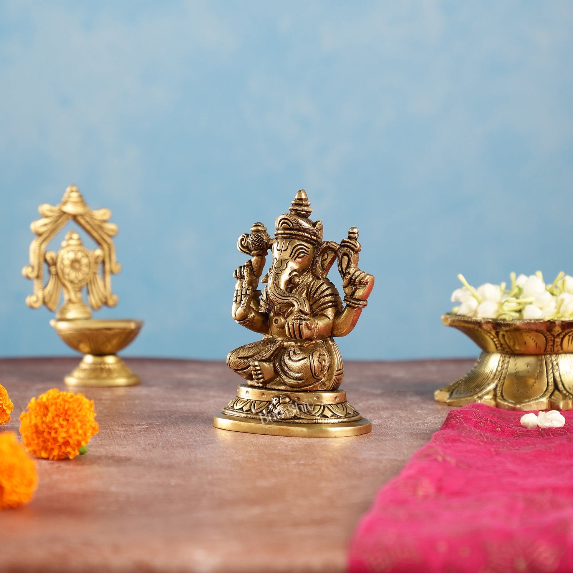 Superfine Brass Lord Ganesha Idol | Height 5 inch
