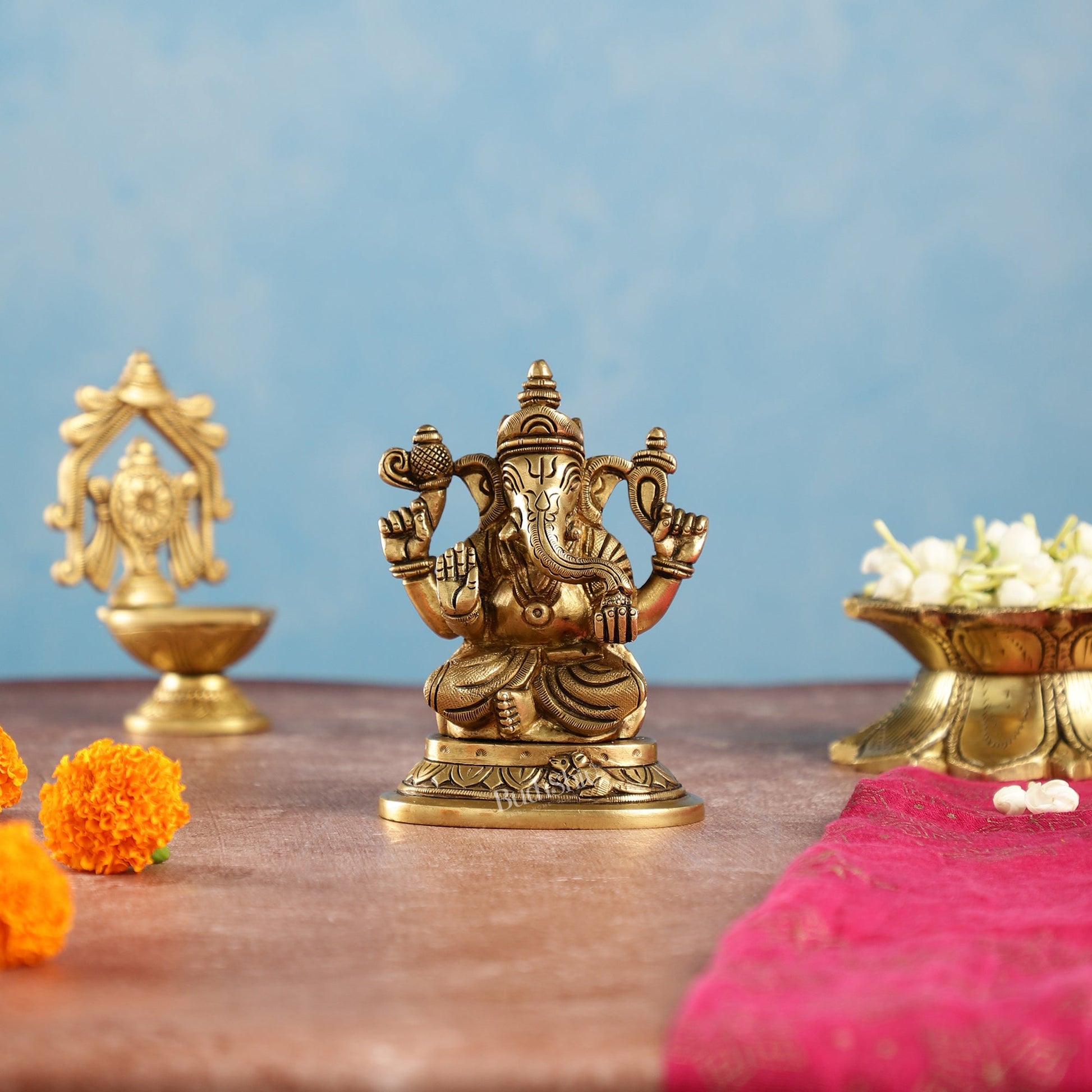 Superfine Brass Lord Ganesha Idol | Height 5 inch