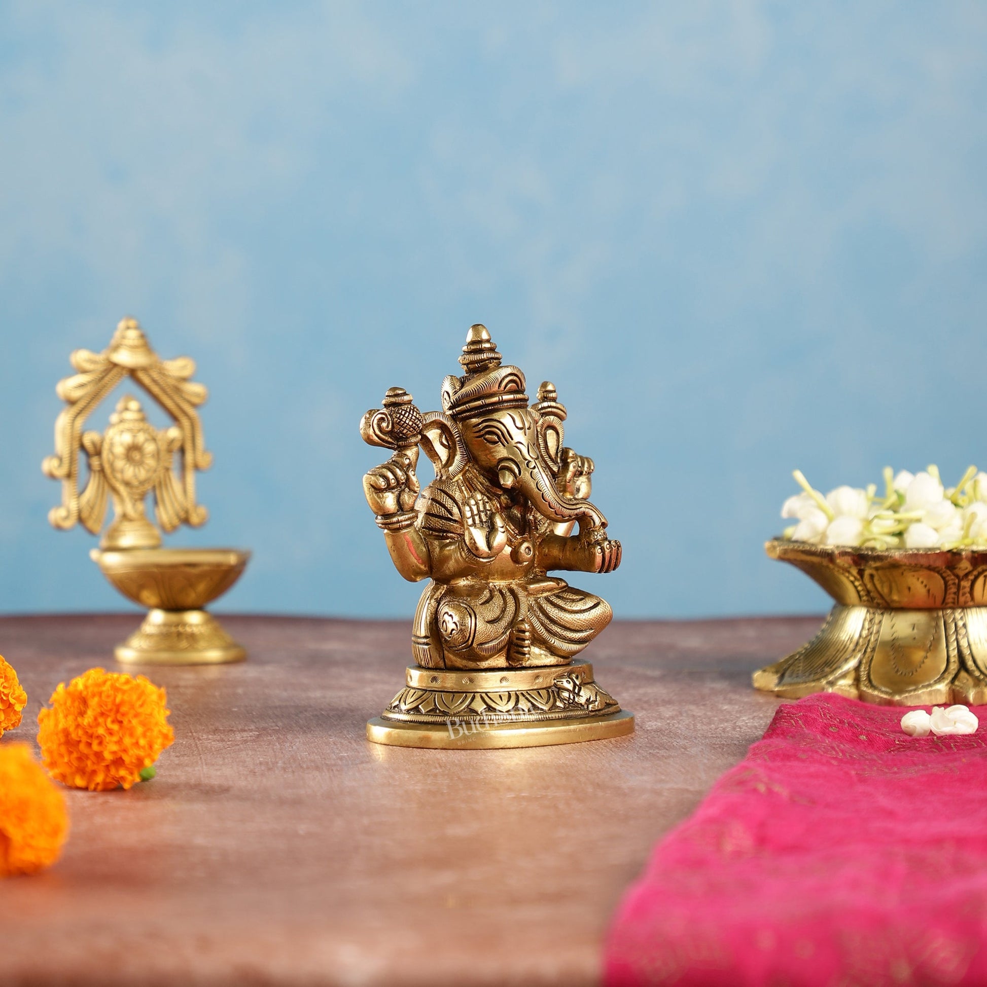 Superfine Brass Lord Ganesha Idol | Height 5 inch