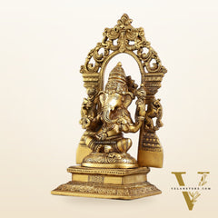 Superfine Brass Lord Ganesha Idol with Frame - 12 inch