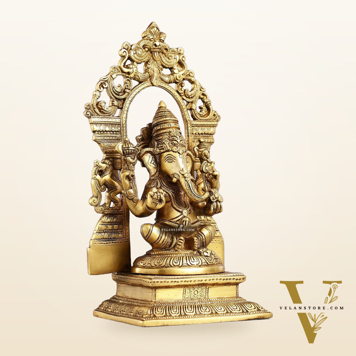 Superfine Brass Lord Ganesha Idol with Frame - 12 inch