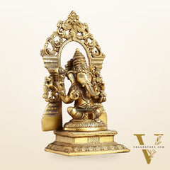 Superfine Brass Lord Ganesha Idol with Frame - 12 inch