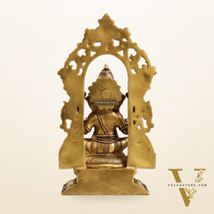 Superfine Brass Lord Ganesha Idol with Frame - 12 inch