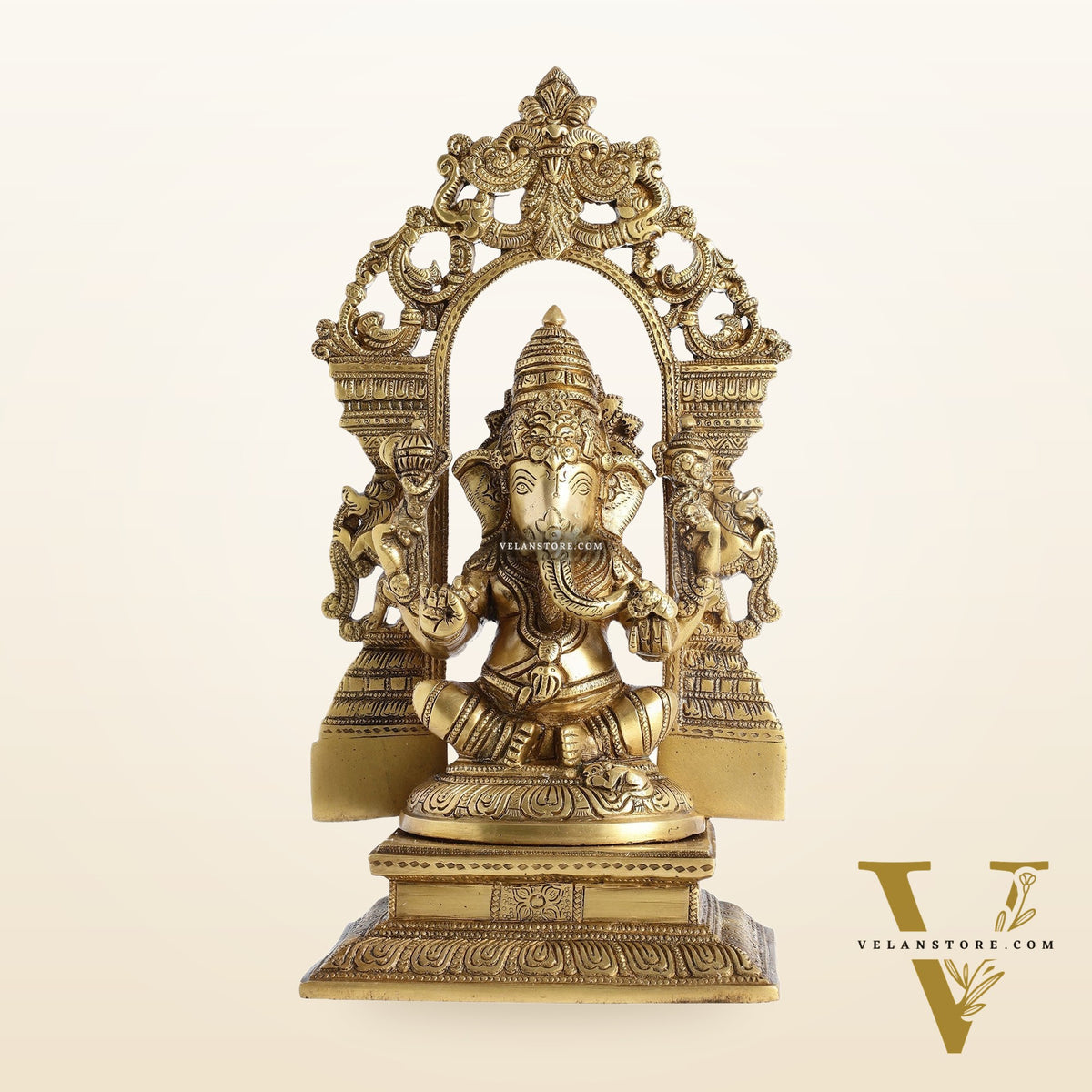 Superfine Brass Lord Ganesha Idol with Frame - 12 inch
