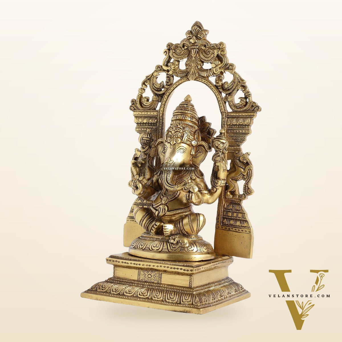 Superfine Brass Lord Ganesha Idol with Frame - 12 inch