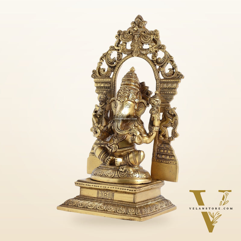 Superfine Brass Lord Ganesha Idol with Frame - 12 inch