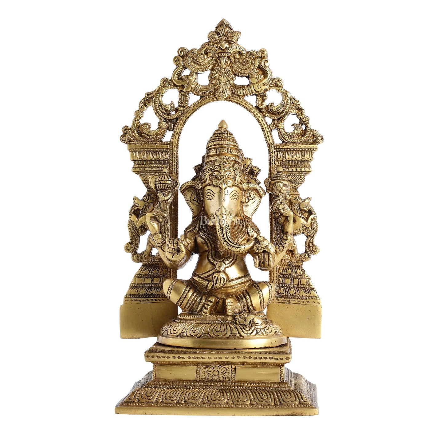 Superfine Brass Lord Ganesha Idol with Frame - 12 inch