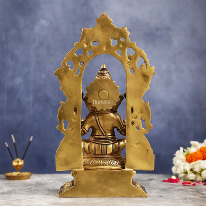 Superfine Brass Lord Ganesha Idol with Frame - 12 inch