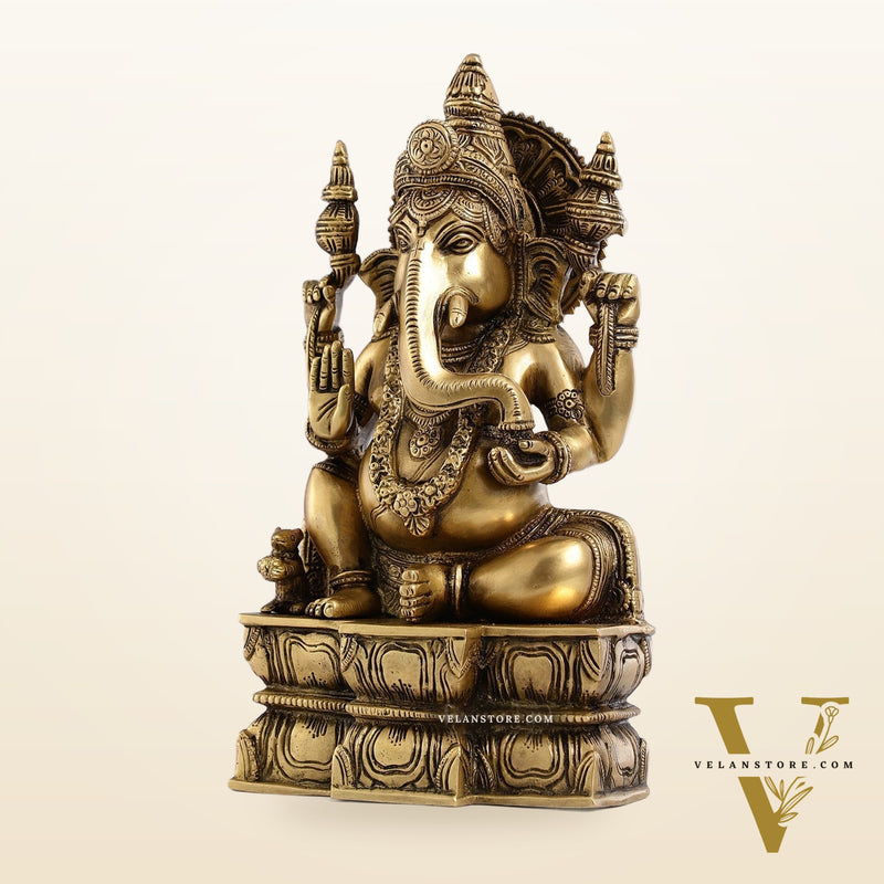 Superfine Brass Lord Ganesha Murti - 12 inch