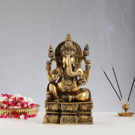 Superfine Brass Lord Ganesha Murti - 12 inch