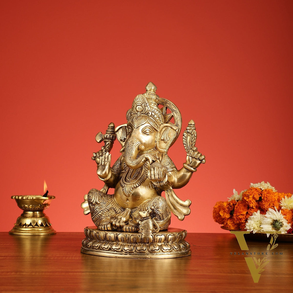 Superfine Brass Lord Ganesha Statue - 12.5 Inch