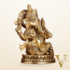 Superfine Brass Lord Ganesha Statue - 12.5 Inch