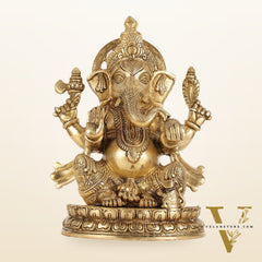 Superfine Brass Lord Ganesha Statue - 12.5 Inch