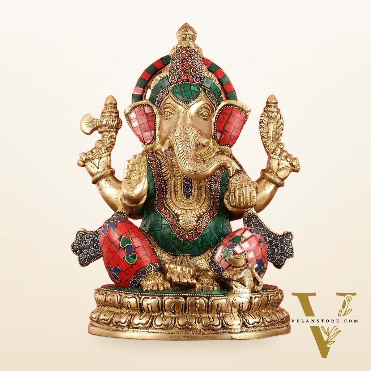 Superfine Brass Lord Ganesha Statue - 12.5 Inch