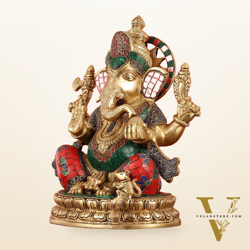 Superfine Brass Lord Ganesha Statue - 12.5 Inch
