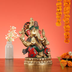 Superfine Brass Lord Ganesha Statue - 12.5 Inch
