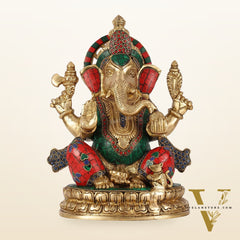 Superfine Brass Lord Ganesha Statue - 12.5 Inch