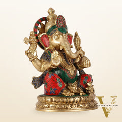 Superfine Brass Lord Ganesha Statue - 12.5 Inch