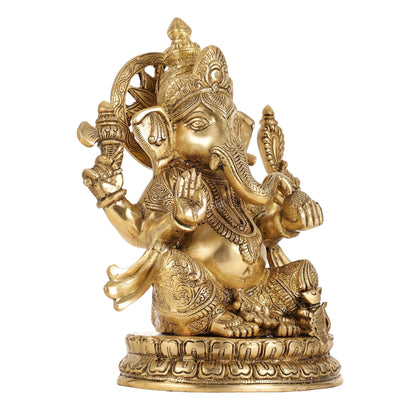 Superfine Brass Lord Ganesha Statue - 12.5 Inch