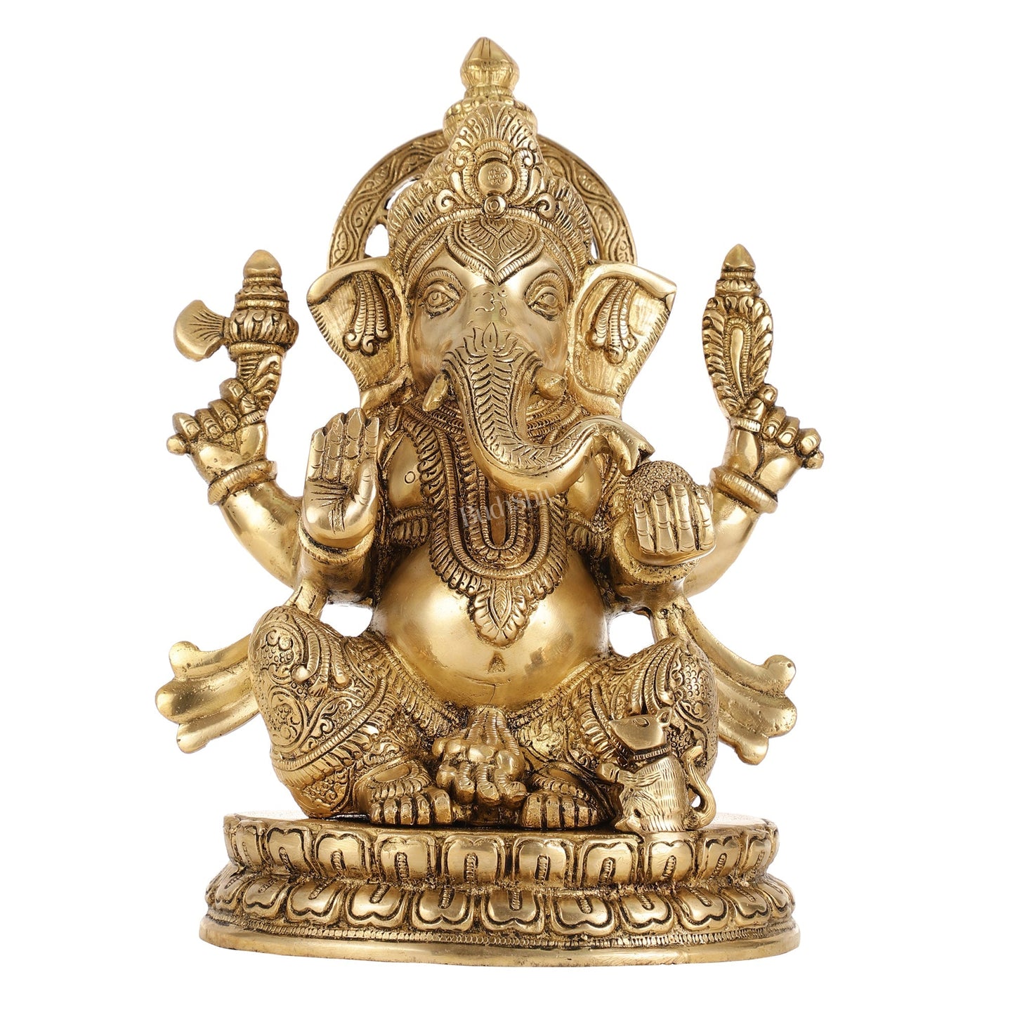 Superfine Brass Lord Ganesha Statue - 12.5 Inch