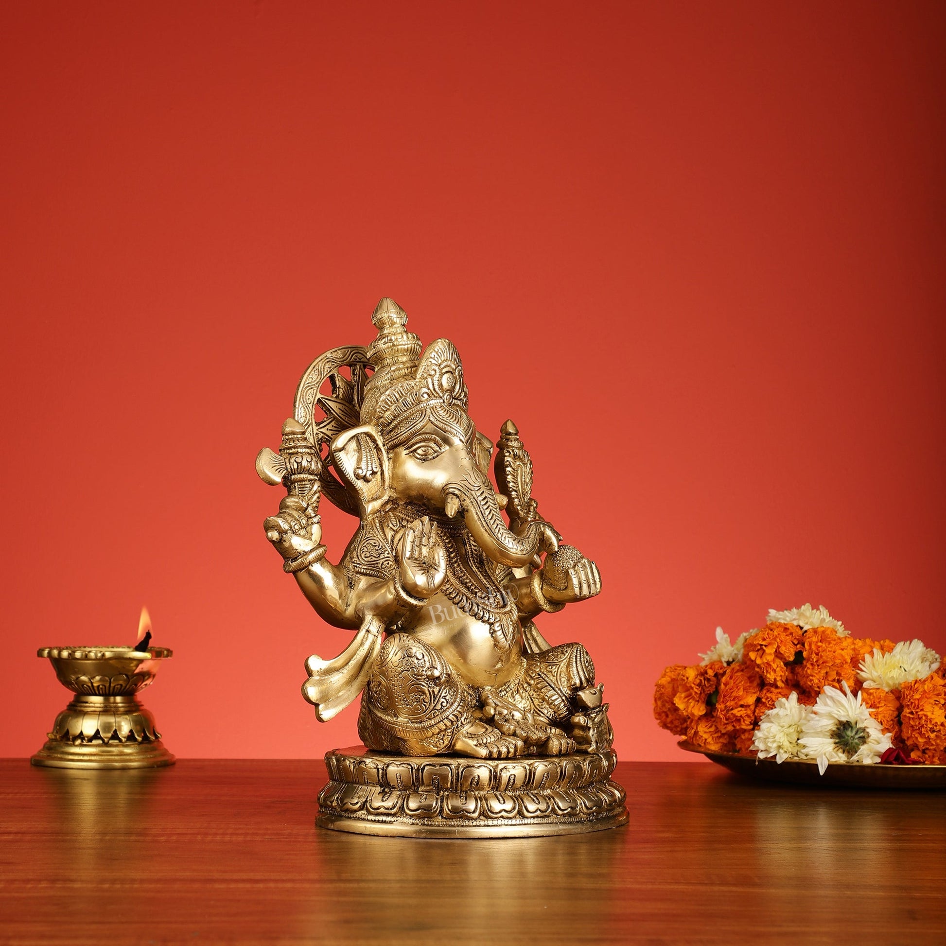 Superfine Brass Lord Ganesha Statue - 12.5 Inch
