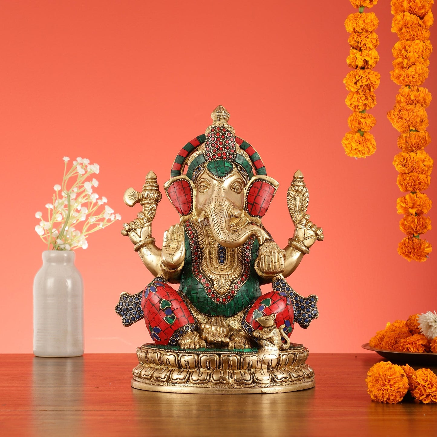 Superfine Brass Lord Ganesha Statue - 12.5 Inch