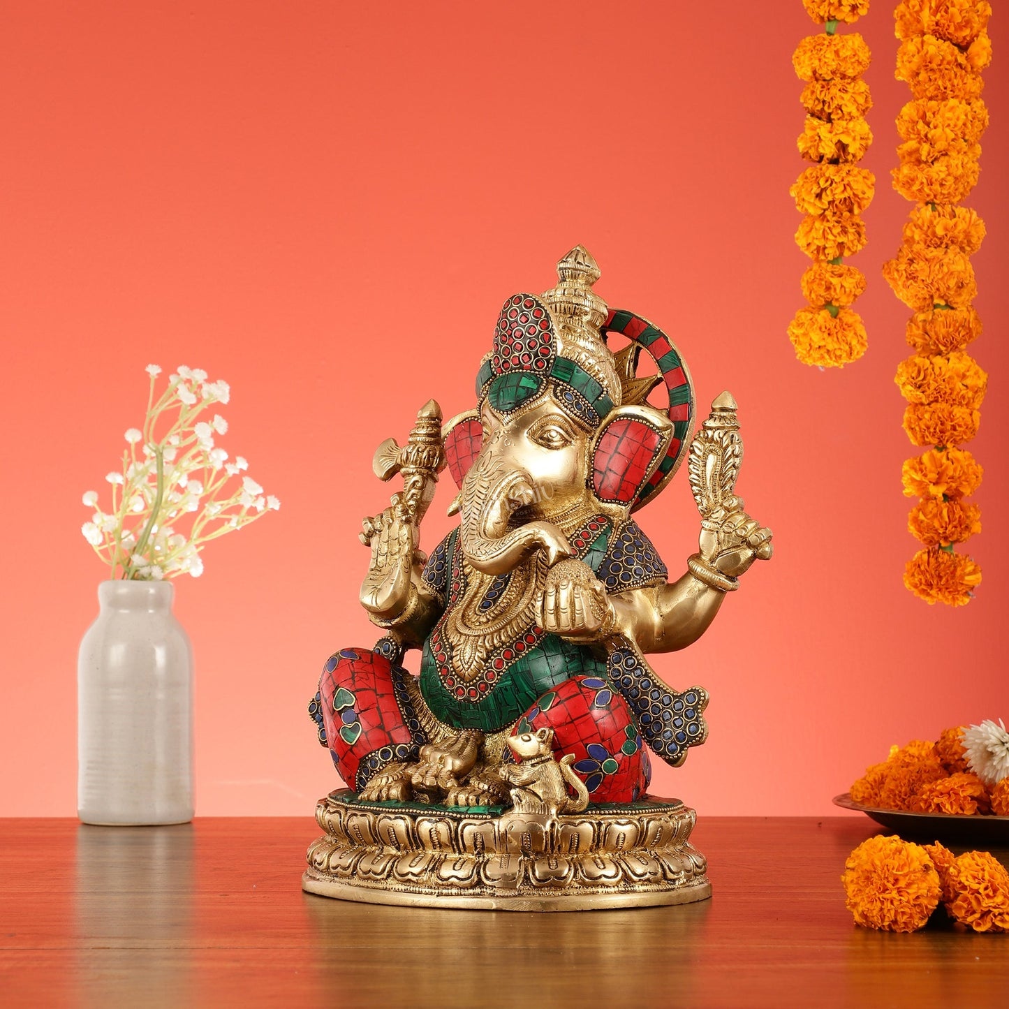 Superfine Brass Lord Ganesha Statue - 12.5 Inch