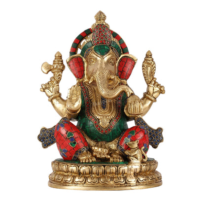 Superfine Brass Lord Ganesha Statue - 12.5 Inch