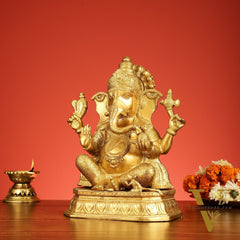 Superfine Brass Lord Ganesha Statue - 15 Inch Height