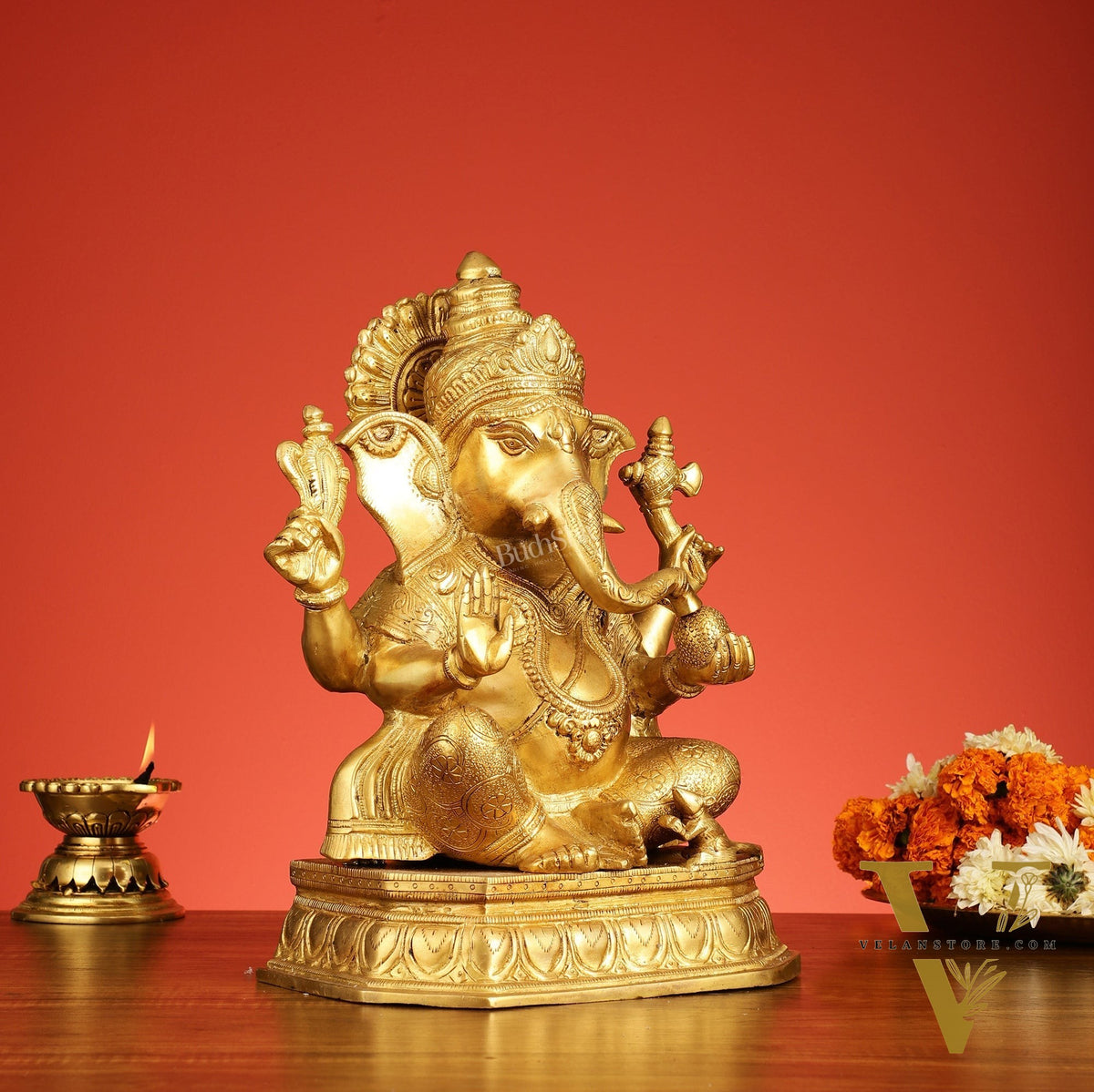 Superfine Brass Lord Ganesha Statue - 15 Inch Height