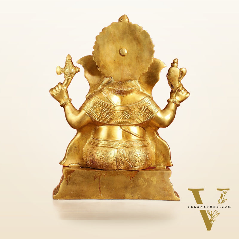 Superfine Brass Lord Ganesha Statue - 15 Inch Height