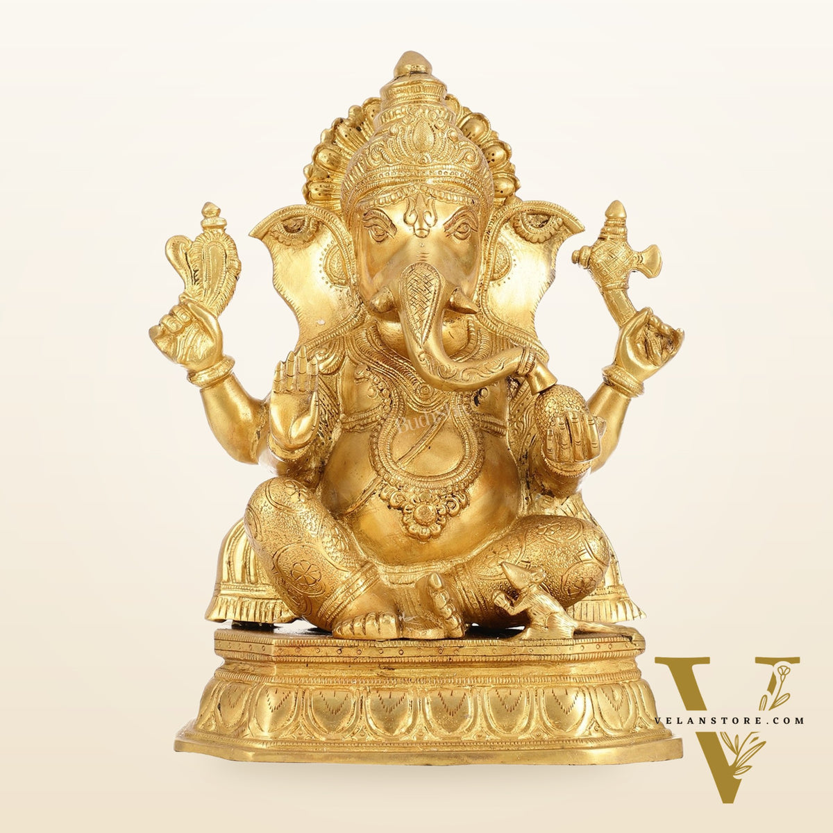 Superfine Brass Lord Ganesha Statue - 15 Inch Height