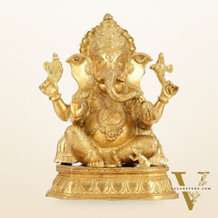 Superfine Brass Lord Ganesha Statue - 15 Inch Height