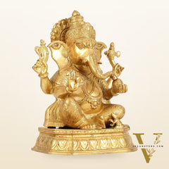 Superfine Brass Lord Ganesha Statue - 15 Inch Height