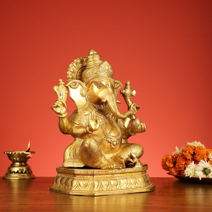 Superfine Brass Lord Ganesha Statue - 15 Inch Height